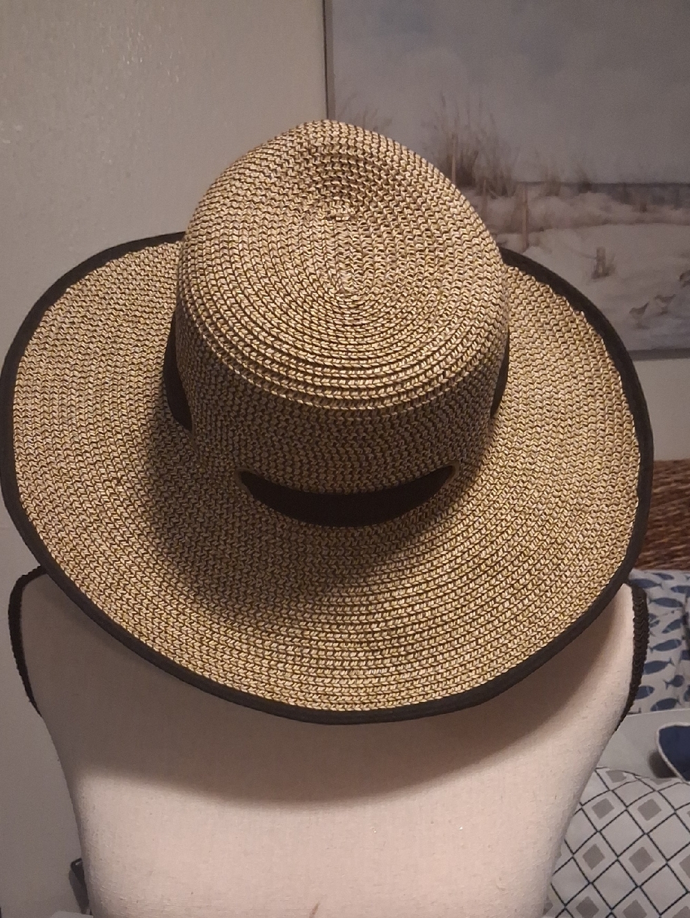 LC Lauren Conrad Straw Sun Hat with Black Trim